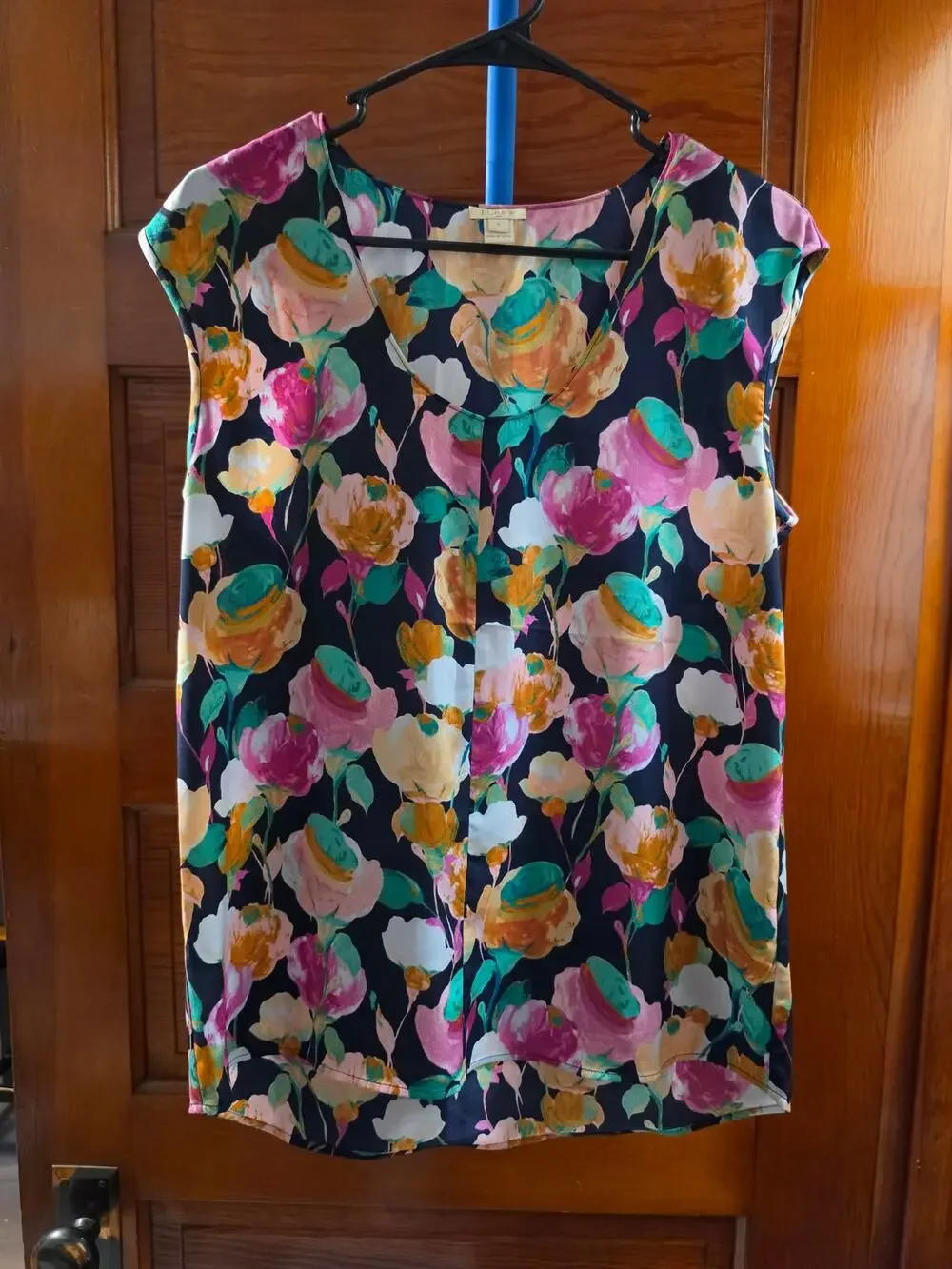 J.Crew Women’s Size 6 Floral Sleeveless Blouse Watercolor Print Navy Pink